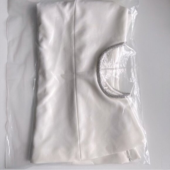 Zara - Ladies One Shoulder Asymmetric Rhinestone Top-White. Size: M. NWT. (1431) - Picture 5 of 14